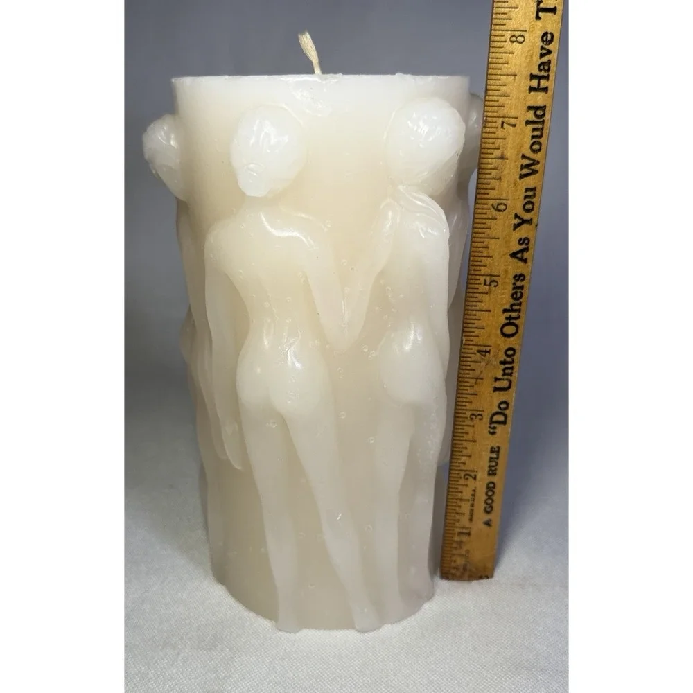 VTG Intira Lalique Bacchantes Style Pillar Candle 3D Sculpted Female Form 7.25